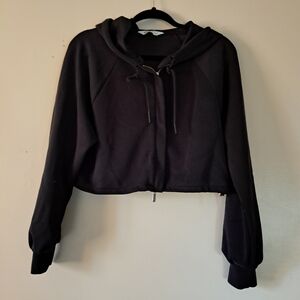FLX Black Cropped Zip Front Hoodie